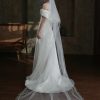 Wedding Veils | Simple Cut Edge Two Tier Tulle Bridal Cathedral Length Wedding Veil With Blusher Ivory – Girls