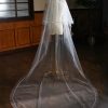 Wedding Veils | Simple Cut Edge Two Tier Tulle Bridal Cathedral Length Wedding Veil With Blusher Ivory – Girls