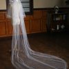 Wedding Veils | Simple Cut Edge Two Tier Tulle Bridal Cathedral Length Wedding Veil With Blusher Ivory – Girls