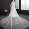 Wedding Veils | Simple Cut Edge Two Tier Tulle Bridal Cathedral Length Wedding Veil With Blusher White – Girls