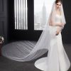 Wedding Veils | Simple Cut Edge Two Tier Tulle Bridal Cathedral Length Wedding Veil With Blusher White – Girls