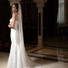 Wedding Veils | Simple Cut Edge Two Tier Tulle Bridal Chapel Length Wedding Veil White – Girls