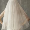 Wedding Veils | Simple Cut Edge Two Tier Tulle Bridal Fingertip Length Wedding Veil With Blusher Ivory – Girls