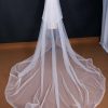 Wedding Veils | Simple Horsehair Edge Two Tier Tulle Bridal Cathedral Length Wedding Veil With Blusher Ivory – Girls