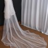 Wedding Veils | Simple Horsehair Edge Two Tier Tulle Bridal Cathedral Length Wedding Veil With Blusher Ivory – Girls