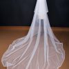 Wedding Veils | Simple Horsehair Edge Two Tier Tulle Bridal Cathedral Length Wedding Veil With Blusher Ivory – Girls