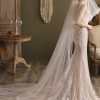 Wedding Veils | Simple Horsehair Edge Two Tier Tulle Bridal Cathedral Length Wedding Veil With Blusher Ivory – Girls