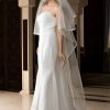 Wedding Veils | Simple Satin Edge Single Tier Tulle Bridal Chapel Length Wedding Veil White – Girls