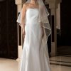 Wedding Veils | Simple Satin Edge Single Tier Tulle Bridal Chapel Length Wedding Veil White – Girls