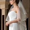 Wedding Veils | Simple Satin Edge Single Tier Tulle Bridal Chapel Length Wedding Veil White – Girls