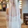 Wedding Veils | Simple Satin Edge Single Tier Tulle Bridal Fingertip Length Wedding Veil Ivory – Girls