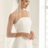 Wedding Veils | Simple Satin Edge Single Tier Tulle Bridal Fingertip Length Wedding Veil Ivory – Girls