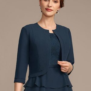 Wraps & Shawls | Chiffon 1/2 Sleeves Special Occasion Wrap Dark Navy – Girls