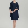 Wraps & Shawls | Chiffon 3/4 Sleeve Special Occasion Cocktail Wrap Dark Navy – Girls