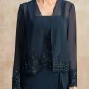 Wraps & Shawls | Chiffon Appliques Lace Long Sleeves Special Occasion Wedding Dark Navy – Girls