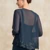 Wraps & Shawls | Chiffon Appliques Lace Long Sleeves Special Occasion Wedding Dark Navy – Girls