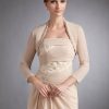 Wraps & Shawls | Chiffon Beading 3/4 Sleeve Evening Special Occasion Bolero Wrap Champagne – Girls