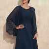 Wraps & Shawls | Chiffon Beading Long Sleeves Cocktail Special Occasion Wrap Dark Navy – Girls