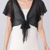 Wraps & Shawls | Chiffon Bow Short Sleeve Special Occasion Bolero Black – Girls