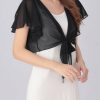 Wraps & Shawls | Chiffon Bow Short Sleeve Special Occasion Bolero Black – Girls