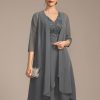 Wraps & Shawls | Chiffon Lace 1/2 Sleeves Special Occasion Wrap Steel Grey – Girls