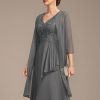 Wraps & Shawls | Chiffon Lace 1/2 Sleeves Special Occasion Wrap Steel Grey – Girls