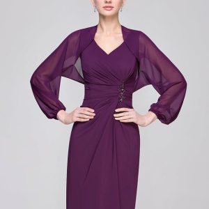 Wraps & Shawls | Chiffon Long Sleeves Special Occasion Cocktail Bolero Wrap Grape – Girls