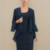 Wraps & Shawls | Chiffon Ruffles Long Sleeves Cocktail Special Occasion Wrap Dark Navy – Girls