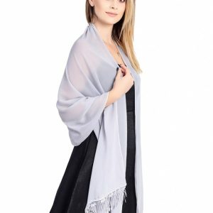 Wraps & Shawls | Chiffon Tassel Lace Sleeveless Wedding Fashion Holiday Casual Shawl Silver – Girls