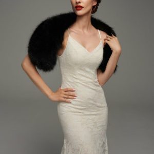 Wraps & Shawls | Faux Fur Bridesmaid Wedding Evening Cocktail Shawl Black – Girls