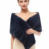 Wraps & Shawls | Faux Fur Bridesmaid Wedding Evening Cocktail Shawl Dark Navy – Girls