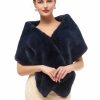 Wraps & Shawls | Faux Fur Bridesmaid Wedding Evening Cocktail Shawl Dark Navy – Girls