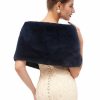 Wraps & Shawls | Faux Fur Bridesmaid Wedding Evening Cocktail Shawl Dark Navy – Girls