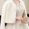 Wraps & Shawls | Faux Fur Long Sleeves Wedding Jacket Wrap Beige – Girls