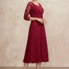 Wraps & Shawls | Lace 3/4 Sleeve Special Occasion Cocktail Wrap Burgundy – Girls