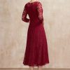 Wraps & Shawls | Lace 3/4 Sleeve Special Occasion Cocktail Wrap Burgundy – Girls