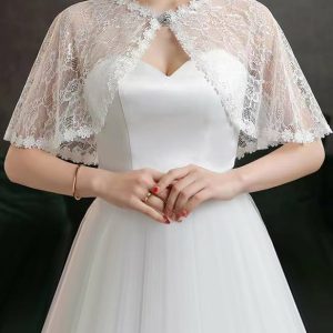 Wraps & Shawls | Lace Rhinestones Sleeveless Wedding Shawl Cape White – Girls