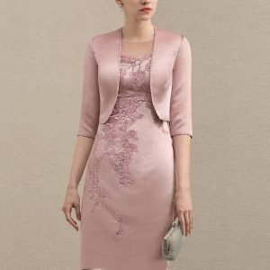 Wraps & Shawls | Satin Beading 1/2 Sleeves Special Occasion Cocktail Wrap Dusty Rose – Girls