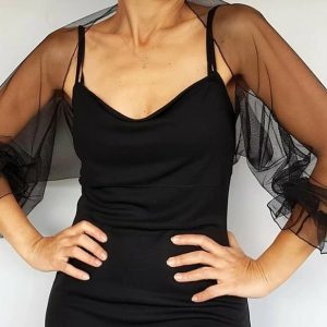 Wraps & Shawls | Tulle Ruffles 3/4 Sleeve Special Occasion Wrap Bolero Black – Girls