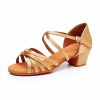 Dance Shoes | Women’s Latin Shoes Cuban Heel Satin Indoor Solid Color Dance Shoes Brown – Womens