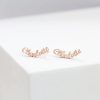 Personalized Jewelry | Bridesmaid gifts – Personalized Attractive Beautiful Eye-catching Stainless Steel Name Earrings Rose Gold – Womens