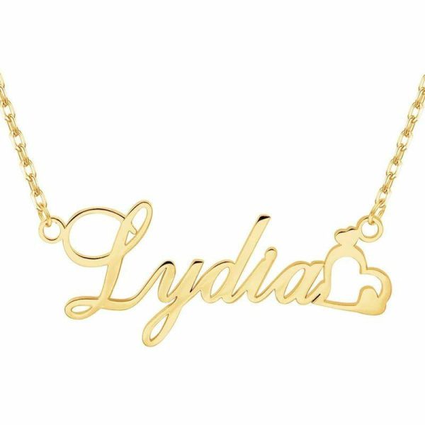 Personalized Jewelry | Custom 18k Gold Plated Heart Name Necklace With Heart Gold – Womens