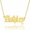 Personalized Jewelry | Custom 18k Gold Plated Letter Old English Name Necklace Birthday Gifts Gold – Womens