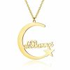 Personalized Jewelry | Letter Name Necklace With Moon Star Gold – Womens