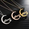 Personalized Jewelry | Letter Name Necklace With Moon Star Gold – Womens