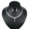 Wedding & Party Jewelry | Elegant Cubic Zirconia Drop Earrings Pendant Necklaces Jewelry Sets Gold – Womens