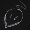 Wedding & Party Jewelry | Elegant Rhinestone Bangles Drop Earrings Necklace Jewelry Sets Royal Blue – Womens