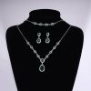 Wedding & Party Jewelry | Vintage Pear Zircon Drop Earrings Bracelet Necklace Jewelry Sets Silver – Womens