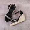 Wedding Shoes | Women’s Wedding Shoes Faux Leather Wedge Heel Platform Open Toe Espadrille Platform Sandals Wedding Sandals Pearl Wedding Daily Shoes White – Womens