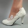 Wedding Shoes | Women’s Wedding Shoes Lace Wedding Heels Bridal Shoes Elegant Round Toe Wedding Shoes White – Womens